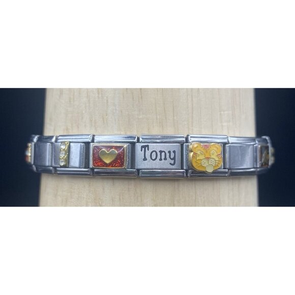 Italian Charm Bracelet 20 Link I Love Tony Tiger Pepsi Hershey Kiss Many Brands - Picture 1 of 11